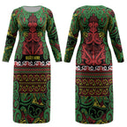Aotearoa Iwi Ngati Hine Couples Matching Long Sleeve Bodycon Dress and Hawaiian Shirt Maori Wharenui House Tribal Pattern