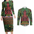 Aotearoa Iwi Ngati Hine Couples Matching Long Sleeve Bodycon Dress and Long Sleeve Button Shirt Maori Wharenui House Tribal Pattern