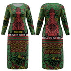 Aotearoa Iwi Ngati Hine Couples Matching Long Sleeve Bodycon Dress and Long Sleeve Button Shirt Maori Wharenui House Tribal Pattern