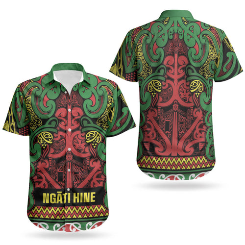 Aotearoa Iwi Ngati Hine Couples Matching Mermaid Dress and Hawaiian Shirt Maori Wharenui House Tribal Pattern