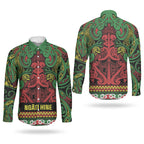 Aotearoa Iwi Ngati Hine Couples Matching Mermaid Dress and Long Sleeve Button Shirt Maori Wharenui House Tribal Pattern