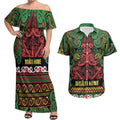 Aotearoa Iwi Ngati Hine Couples Matching Off Shoulder Maxi Dress and Hawaiian Shirt Maori Wharenui House Tribal Pattern