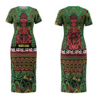 Aotearoa Iwi Ngati Hine Couples Matching Short Sleeve Bodycon Dress and Hawaiian Shirt Maori Wharenui House Tribal Pattern