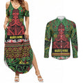 Aotearoa Iwi Ngati Hine Couples Matching Summer Maxi Dress and Long Sleeve Button Shirt Maori Wharenui House Tribal Pattern
