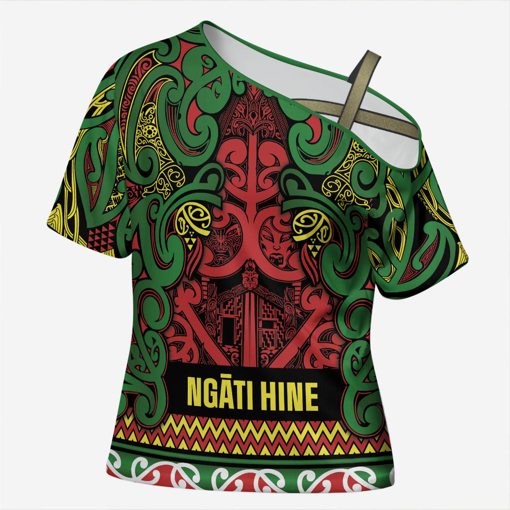 Aotearoa Iwi Ngati Hine Cross Shoulder Shirt Maori Wharenui House Tribal Pattern