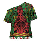 Aotearoa Iwi Ngati Hine Cross Shoulder Shirt Maori Wharenui House Tribal Pattern