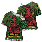 Aotearoa Iwi Ngati Hine Cross Shoulder Shirt Maori Wharenui House Tribal Pattern