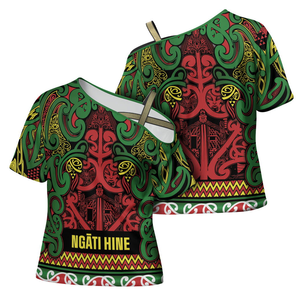 Aotearoa Iwi Ngati Hine Cross Shoulder Shirt Maori Wharenui House Tribal Pattern