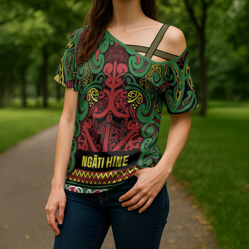 Aotearoa Iwi Ngati Hine Cross Shoulder Shirt Maori Wharenui House Tribal Pattern