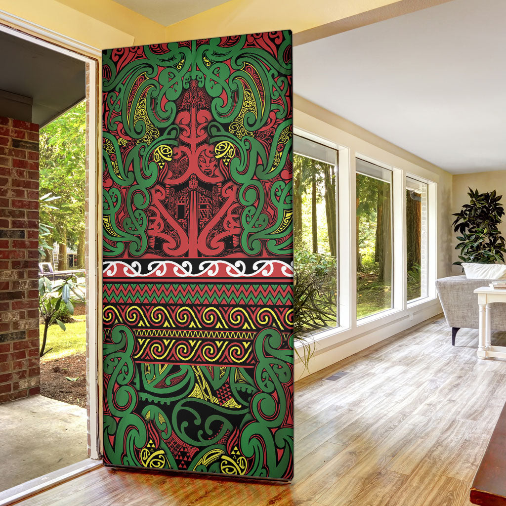 Aotearoa Iwi Ngati Hine Door Cover Maori Wharenui House Tribal Pattern
