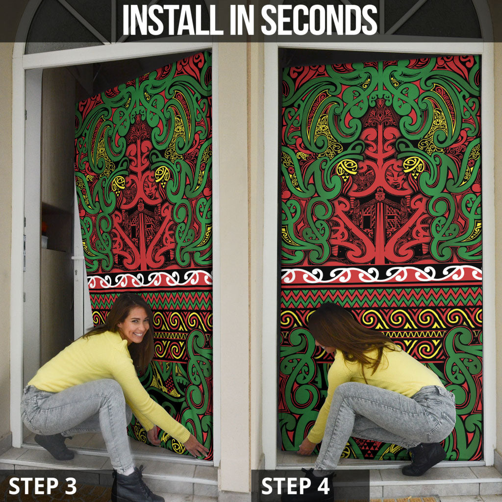 Aotearoa Iwi Ngati Hine Door Cover Maori Wharenui House Tribal Pattern