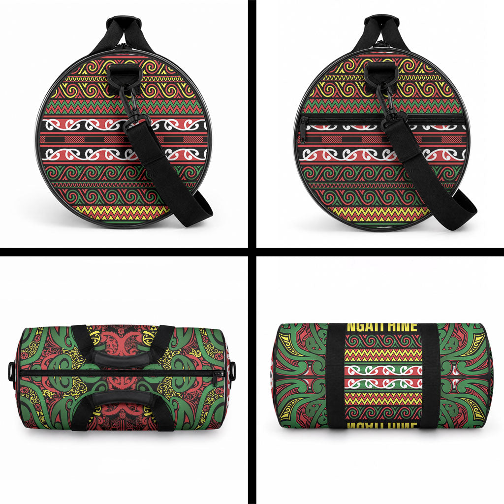 Aotearoa Iwi Ngati Hine Duffle Bag Maori Wharenui House Tribal Pattern