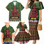 Aotearoa Iwi Ngati Hine Family Matching Mermaid Dress and Hawaiian Shirt Maori Wharenui House Tribal Pattern
