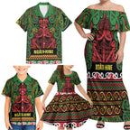 Aotearoa Iwi Ngati Hine Family Matching Off Shoulder Maxi Dress and Hawaiian Shirt Maori Wharenui House Tribal Pattern