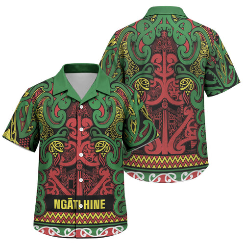 Aotearoa Iwi Ngati Hine Family Matching Summer Maxi Dress and Hawaiian Shirt Maori Wharenui House Tribal Pattern