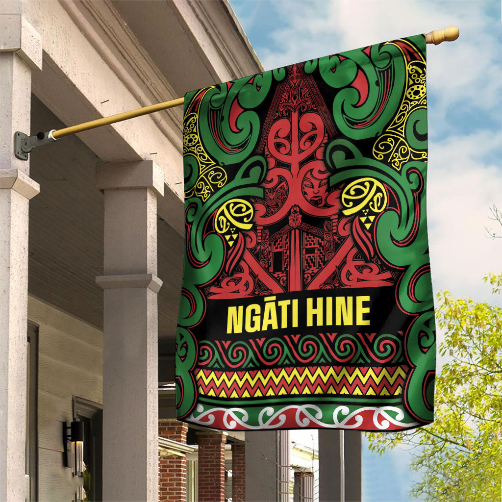 Aotearoa Iwi Ngati Hine Garden Flag Maori Wharenui House Tribal Pattern