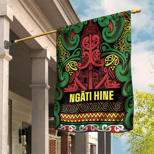 Aotearoa Iwi Ngati Hine Garden Flag Maori Wharenui House Tribal Pattern