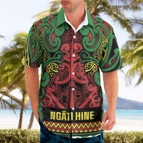 Aotearoa Iwi Ngati Hine Hawaiian Shirt Maori Wharenui House Tribal Pattern