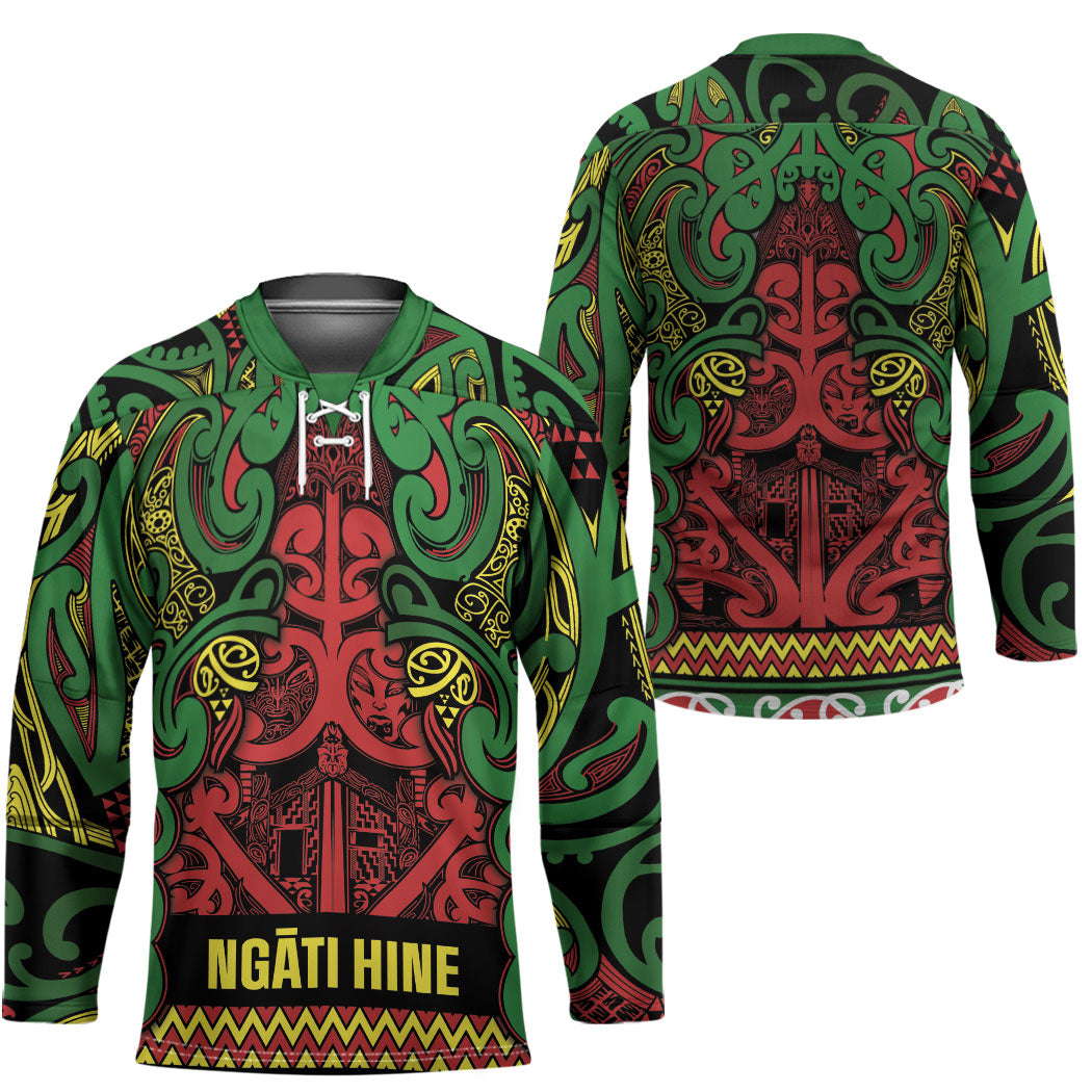 Aotearoa Iwi Ngati Hine Hockey Jersey Maori Wharenui House Tribal Pattern