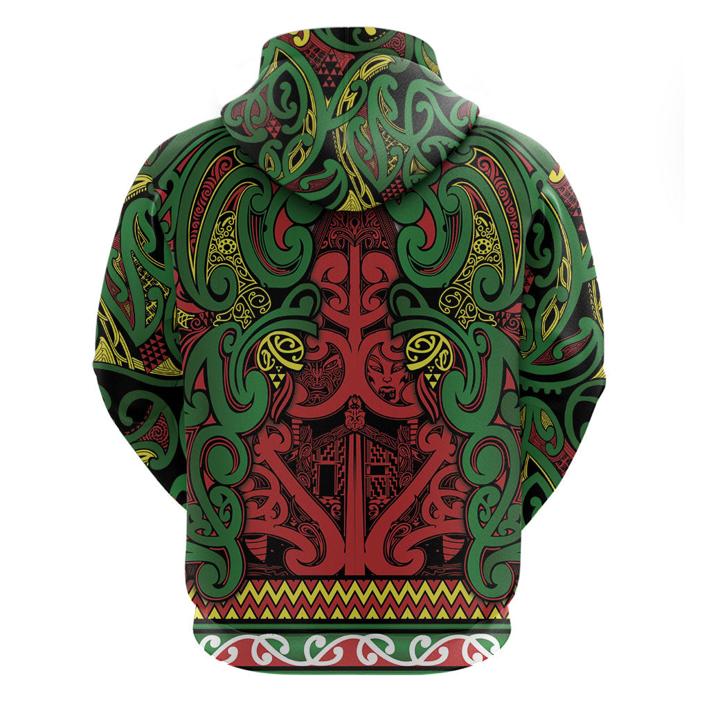 Aotearoa Iwi Ngati Hine Hoodie Maori Wharenui House Tribal Pattern