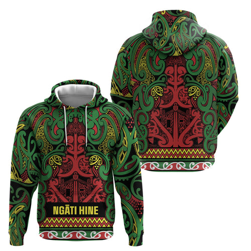 Aotearoa Iwi Ngati Hine Hoodie Maori Wharenui House Tribal Pattern