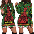 Aotearoa Iwi Ngati Hine Hoodie Dress Maori Wharenui House Tribal Pattern