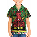 Aotearoa Iwi Ngati Hine Kid Hawaiian Shirt Maori Wharenui House Tribal Pattern