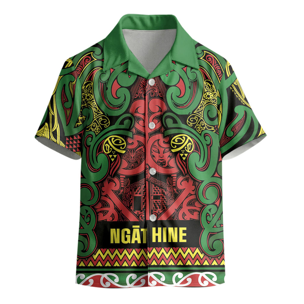 Aotearoa Iwi Ngati Hine Kid Hawaiian Shirt Maori Wharenui House Tribal Pattern