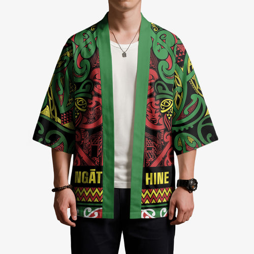 Aotearoa Iwi Ngati Hine Kimono Maori Wharenui House Tribal Pattern