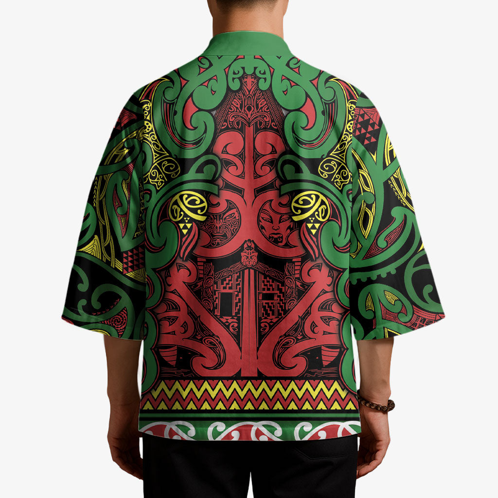 Aotearoa Iwi Ngati Hine Kimono Maori Wharenui House Tribal Pattern