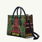 Aotearoa Iwi Ngati Hine Leather Bag Maori Wharenui House Tribal Pattern