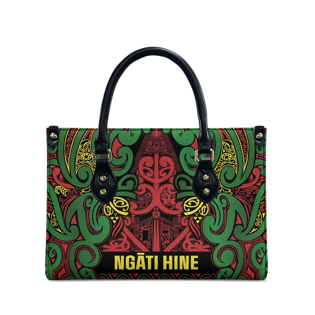 Aotearoa Iwi Ngati Hine Leather Bag Maori Wharenui House Tribal Pattern