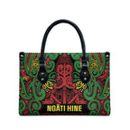 Aotearoa Iwi Ngati Hine Leather Bag Maori Wharenui House Tribal Pattern