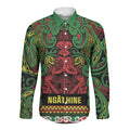 Aotearoa Iwi Ngati Hine Long Sleeve Button Shirt Maori Wharenui House Tribal Pattern