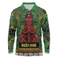 Aotearoa Iwi Ngati Hine Long Sleeve Polo Shirt Maori Wharenui House Tribal Pattern