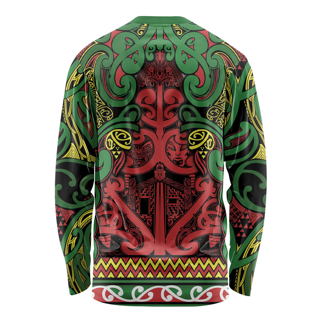 Aotearoa Iwi Ngati Hine Long Sleeve Shirt Maori Wharenui House Tribal Pattern