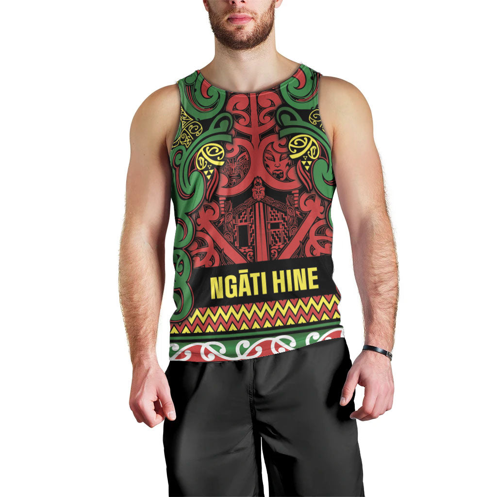 Aotearoa Iwi Ngati Hine Men Tank Top Maori Wharenui House Tribal Pattern