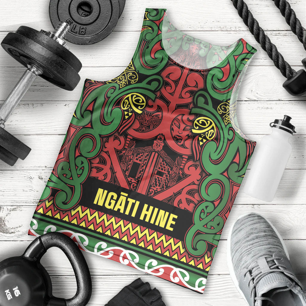 Aotearoa Iwi Ngati Hine Men Tank Top Maori Wharenui House Tribal Pattern