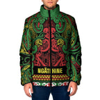 Aotearoa Iwi Ngati Hine Padded Jacket Maori Wharenui House Tribal Pattern