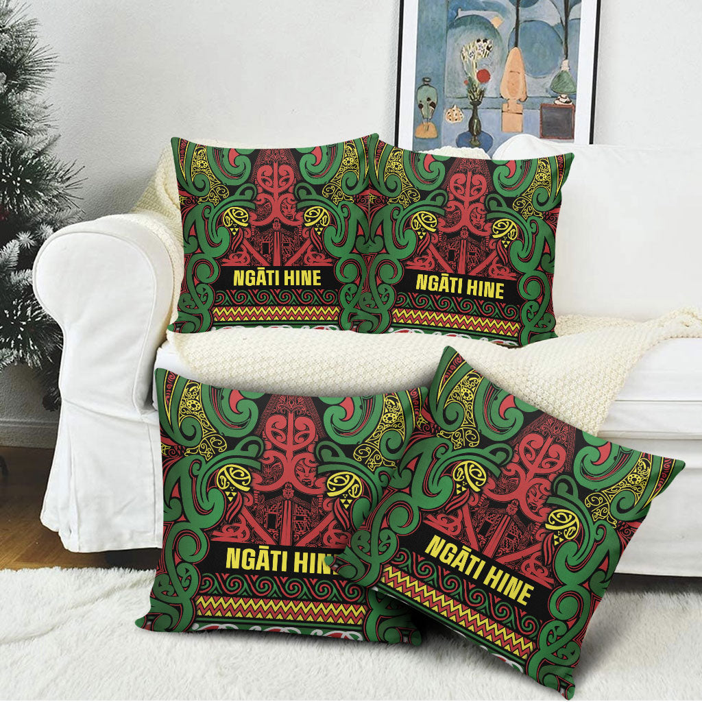 Aotearoa Iwi Ngati Hine Pillow Cover Maori Wharenui House Tribal Pattern