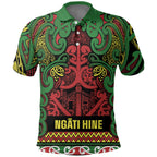 Aotearoa Iwi Ngati Hine Polo Shirt Maori Wharenui House Tribal Pattern