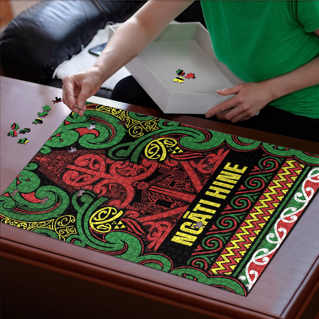 Aotearoa Iwi Ngati Hine Puzzle Maori Wharenui House Tribal Pattern