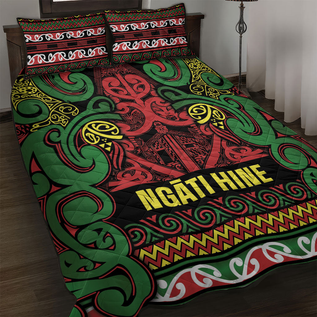 Aotearoa Iwi Ngati Hine Quilt Bed Set Maori Wharenui House Tribal Pattern