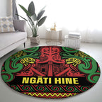 Aotearoa Iwi Ngati Hine Round Carpet Maori Wharenui House Tribal Pattern