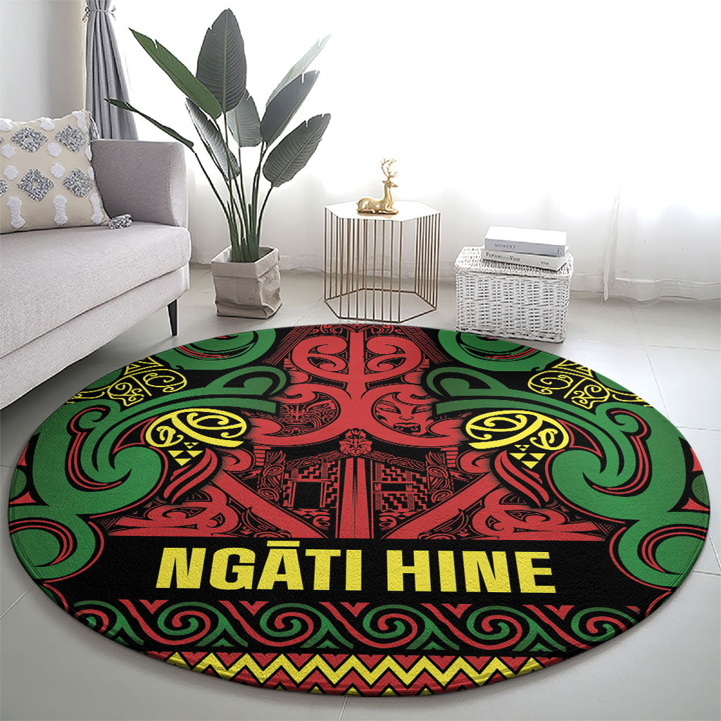 Aotearoa Iwi Ngati Hine Round Carpet Maori Wharenui House Tribal Pattern