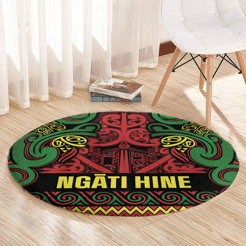Aotearoa Iwi Ngati Hine Round Carpet Maori Wharenui House Tribal Pattern