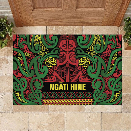 Aotearoa Iwi Ngati Hine Rubber Doormat Maori Wharenui House Tribal Pattern