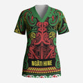 Aotearoa Iwi Ngati Hine Scrub Top Maori Wharenui House Tribal Pattern