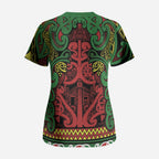 Aotearoa Iwi Ngati Hine Scrub Top Maori Wharenui House Tribal Pattern