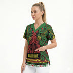 Aotearoa Iwi Ngati Hine Scrub Top Maori Wharenui House Tribal Pattern